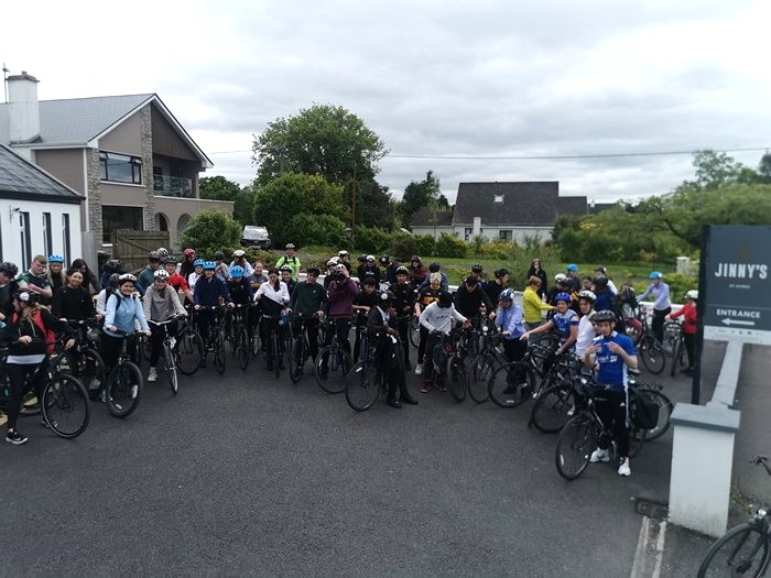 Transition Students on Blueway Cycle at Jennys Tea Room